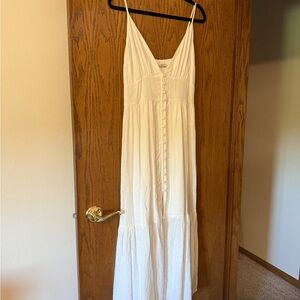 Abercrombie & Fitch White Lined Maxi Dress